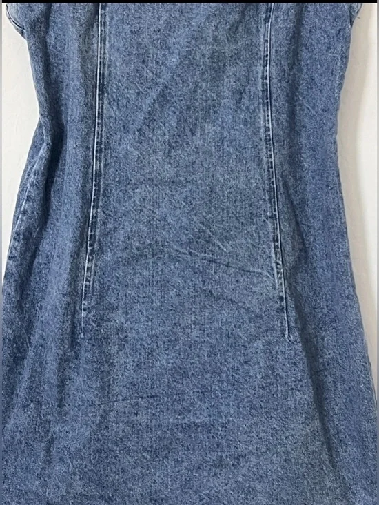 Forever 21 Denim Mini Dress Y2K Western Cowgirl Buckle Strap Festival Size M - Picture 3 of 6